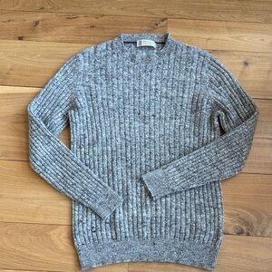 Brunello Cucinelli Light Gray Ribbed Crewneck Sweater size S